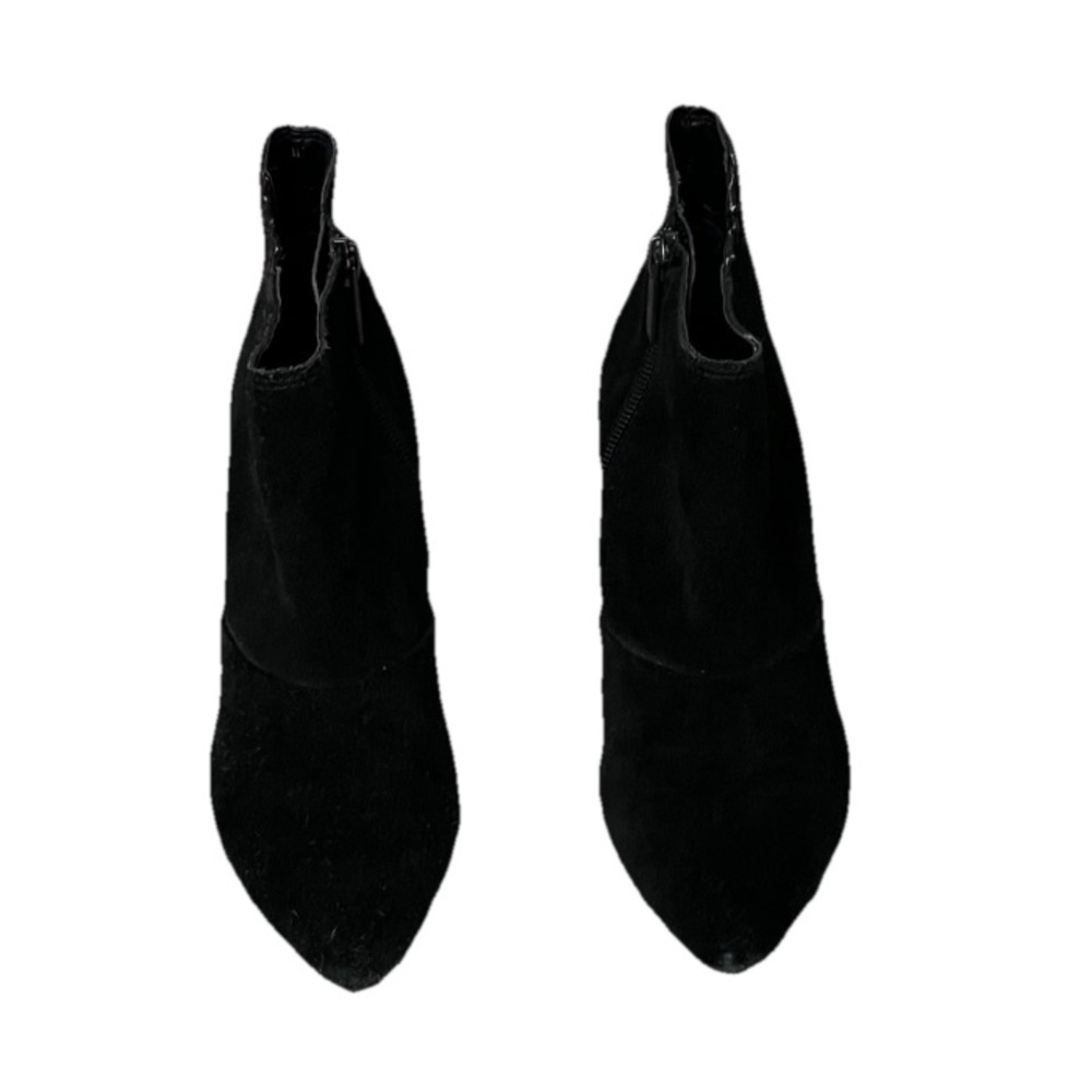 Kenneth Cole Reaction Hill N Spill Suede Ankle Booties Size 5 Black Heeled Moto - Picture 3 of 11